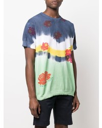 Мужская разноцветная футболка с круглым вырезом с принтом тай-дай от Maison Flaneur