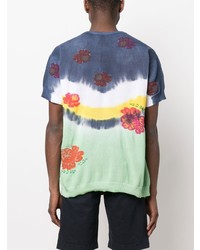 Мужская разноцветная футболка с круглым вырезом с принтом тай-дай от Maison Flaneur