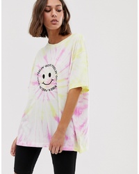 Женская разноцветная футболка с круглым вырезом с принтом тай-дай от Weekday