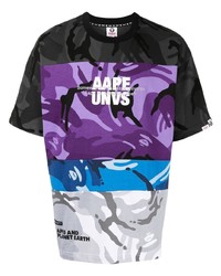 Мужская разноцветная футболка с круглым вырезом с принтом от AAPE BY A BATHING APE