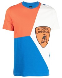 Мужская разноцветная футболка с круглым вырезом с принтом от Automobili Lamborghini