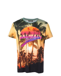 Мужская разноцветная футболка с круглым вырезом с принтом от Balmain