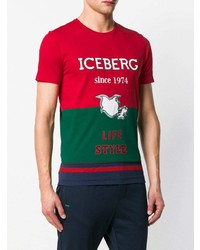 Мужская разноцветная футболка с круглым вырезом с принтом от Iceberg