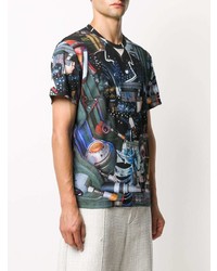 Мужская разноцветная футболка с круглым вырезом с принтом от Comme Des Garcons Homme Plus