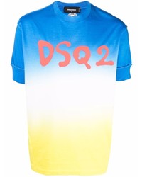 Мужская разноцветная футболка с круглым вырезом с принтом от DSQUARED2