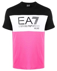Мужская разноцветная футболка с круглым вырезом с принтом от Ea7 Emporio Armani