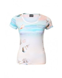 Женская разноцветная футболка с круглым вырезом с принтом от EA7