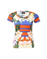 Женская разноцветная футболка с круглым вырезом с принтом от EA7