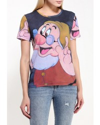Женская разноцветная футболка с круглым вырезом с принтом от Eleven Paris