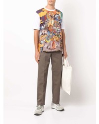 Мужская разноцветная футболка с круглым вырезом с принтом от Junya Watanabe MAN