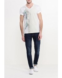 Мужская разноцветная футболка с круглым вырезом с принтом от Guess Jeans