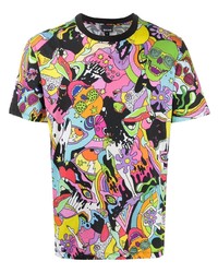 Мужская разноцветная футболка с круглым вырезом с принтом от Just Cavalli