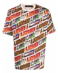 Мужская разноцветная футболка с круглым вырезом с принтом от Lanvin