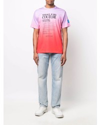 Мужская разноцветная футболка с круглым вырезом с принтом от VERSACE JEANS COUTURE