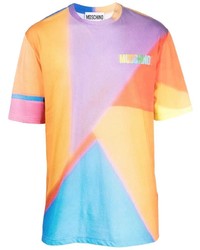Мужская разноцветная футболка с круглым вырезом с принтом от Moschino