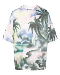 Мужская разноцветная футболка с круглым вырезом с принтом от Palm Angels