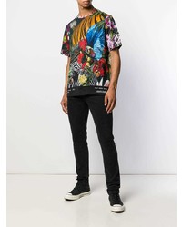 Мужская разноцветная футболка с круглым вырезом с принтом от Roberto Cavalli