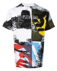 Мужская разноцветная футболка с круглым вырезом с принтом от Pleasures