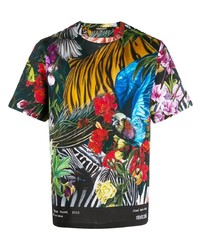 Мужская разноцветная футболка с круглым вырезом с принтом от Roberto Cavalli