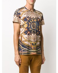 Мужская разноцветная футболка с круглым вырезом с принтом от Balmain