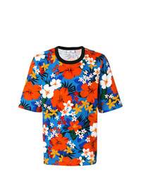 Мужская разноцветная футболка с круглым вырезом с цветочным принтом от AMI Alexandre Mattiussi