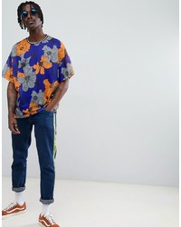 Мужская разноцветная футболка с круглым вырезом с цветочным принтом от ASOS DESIGN