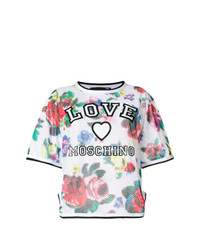 Женская разноцветная футболка с круглым вырезом с цветочным принтом от Love Moschino