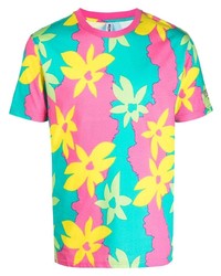 Мужская разноцветная футболка с круглым вырезом с цветочным принтом от Moschino