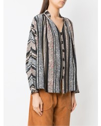 Разноцветная шелковая блуза на пуговицах с принтом от Sissa
