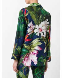 Разноцветная шелковая блузка с длинным рукавом с цветочным принтом от F.R.S For Restless Sleepers