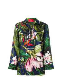 Разноцветная шелковая блузка с длинным рукавом с цветочным принтом от F.R.S For Restless Sleepers