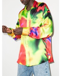 Мужская разноцветная шелковая рубашка с длинным рукавом с принтом от AG