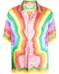 Мужская разноцветная шелковая рубашка с длинным рукавом от Casablanca