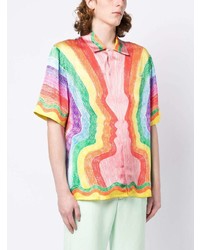 Мужская разноцветная шелковая рубашка с длинным рукавом от Casablanca