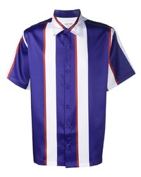 Мужская разноцветная шелковая рубашка с коротким рукавом в вертикальную полоску от Noon Goons