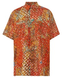 Мужская разноцветная шелковая рубашка с коротким рукавом с принтом от Burberry