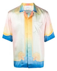 Мужская разноцветная шелковая рубашка с коротким рукавом с принтом от Casablanca