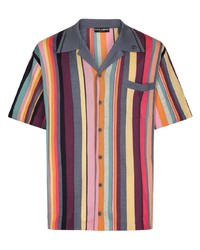 Мужская разноцветная шелковая рубашка с коротким рукавом с принтом от Dolce & Gabbana