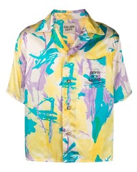 Мужская разноцветная шелковая рубашка с коротким рукавом с принтом от GALLERY DEPT.