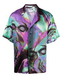 Мужская разноцветная шелковая рубашка с коротким рукавом с принтом от Ih Nom Uh Nit