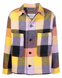 Мужская разноцветная шерстяная куртка-рубашка в клетку от Henrik Vibskov