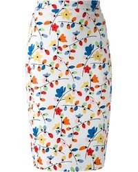 Разноцветная юбка-карандаш с цветочным принтом