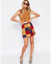 Разноцветная юбка на пуговицах в стиле пэчворк от Asos