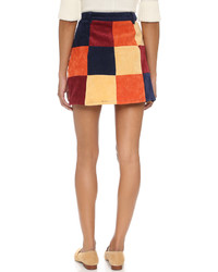 Разноцветная юбка на пуговицах в стиле пэчворк от MinkPink