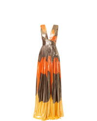 Разноцветное вечернее платье со складками от Dhela