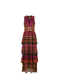 Разноцветное вязаное вечернее платье