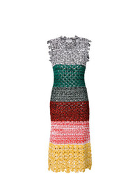 Разноцветное вязаное платье-миди крючком от Sonia Rykiel