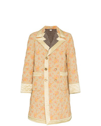 Разноцветное длинное пальто с цветочным принтом от Gucci