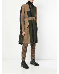 Разноцветное длинное пальто от Sacai