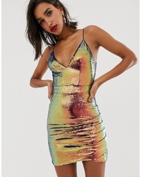 Разноцветное облегающее платье с пайетками от Club L London